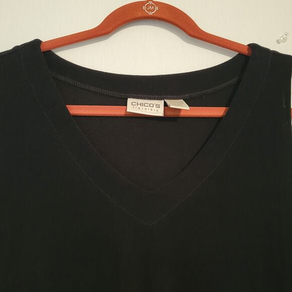 Chico's Travelers 3 black sleeveless v-neck shift dress, XL/16, made in USA - Picture 2 of 4